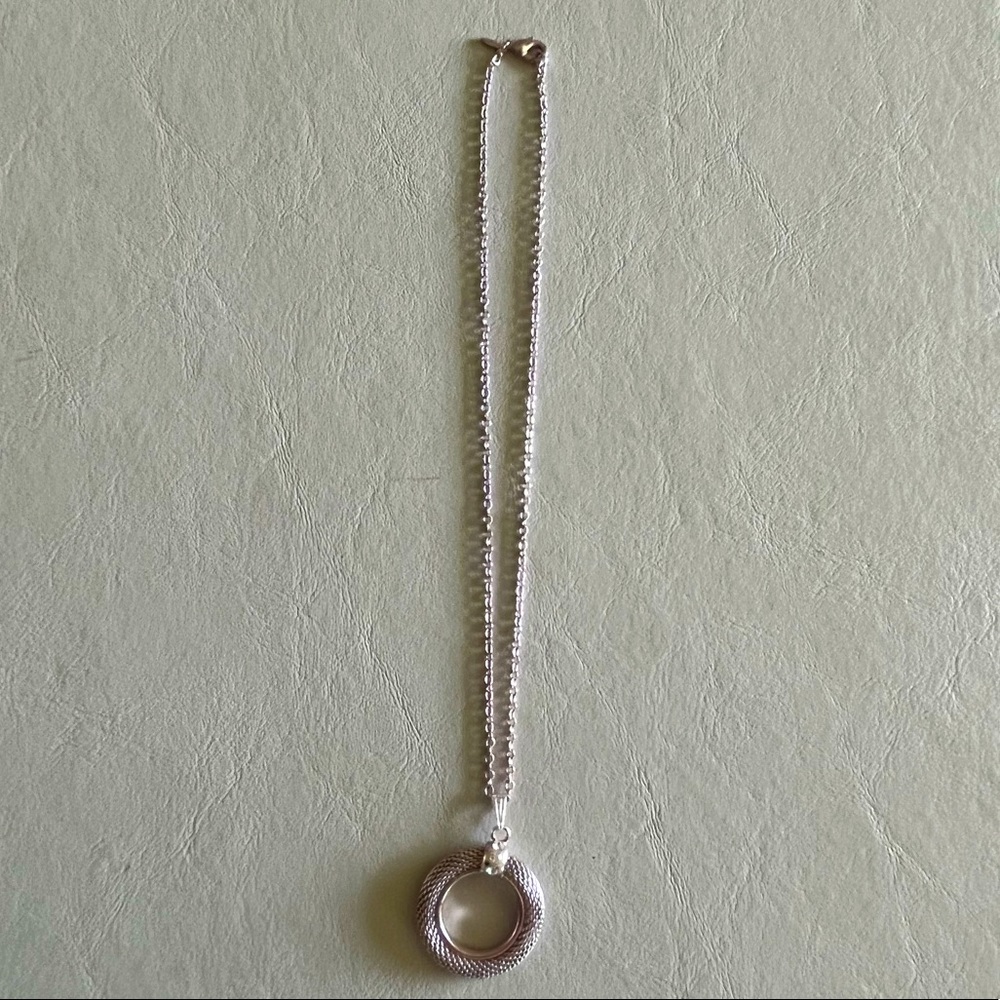 PMA rose gold hoop necklace